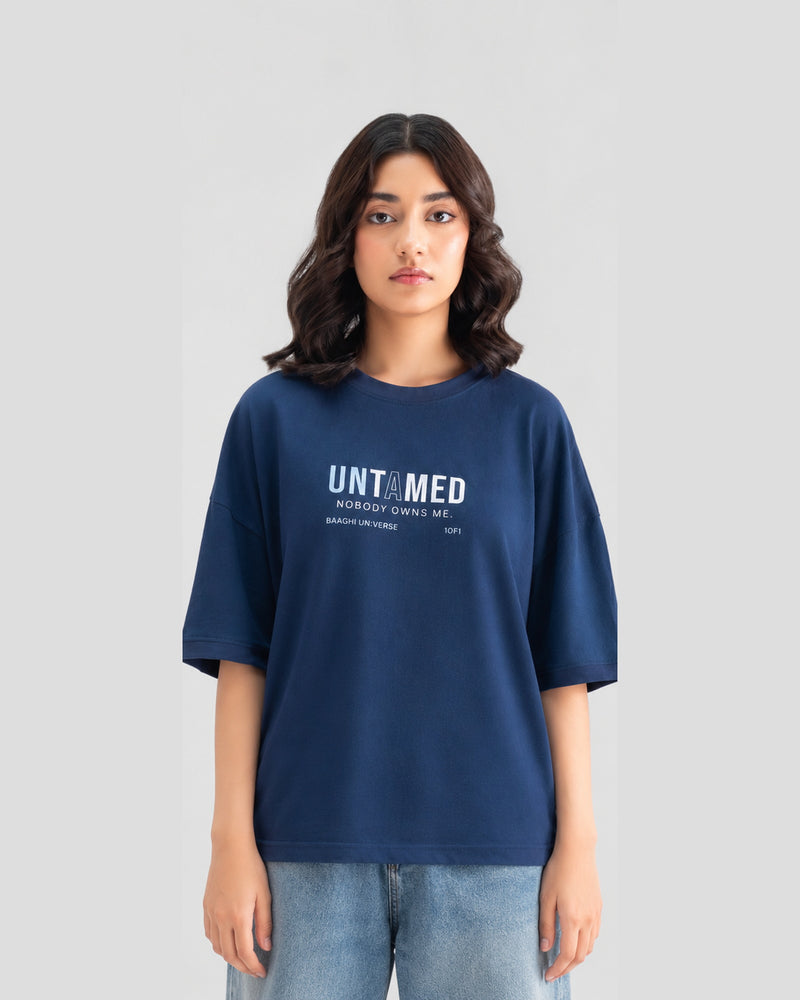 UNTAMED Oversized Tee — Vintage Blue