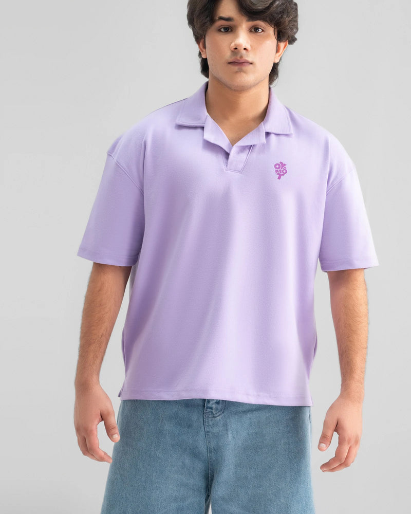 Boxy Camp Collar Polo — Lilac — Boy