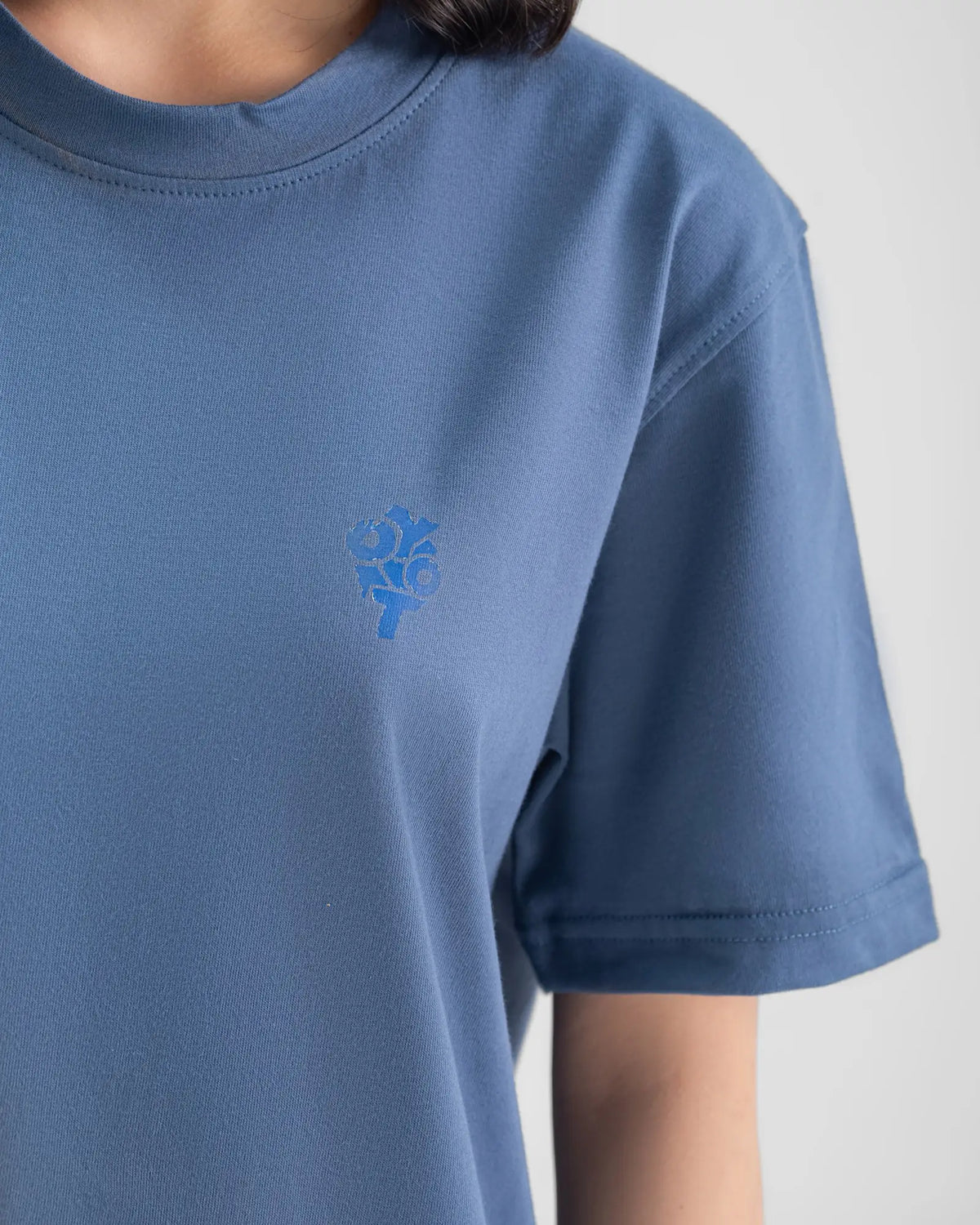 Boxy Tee — Blue — Garment close