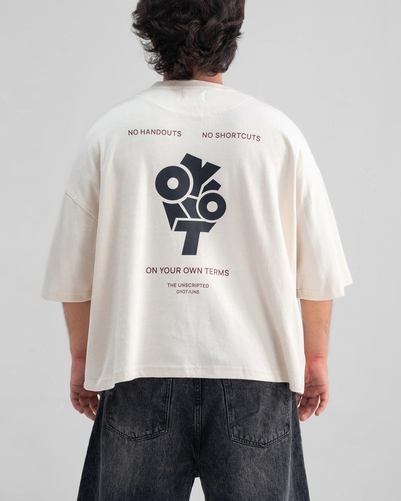 Exaggerated Oversized Panel Tee — Cream — Boy