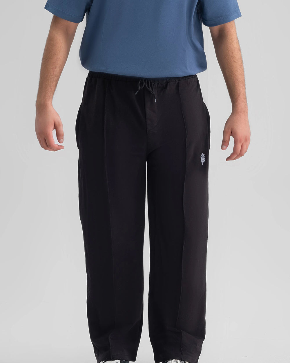 Wide-Leg Drawstring Trousers — Black — Boy