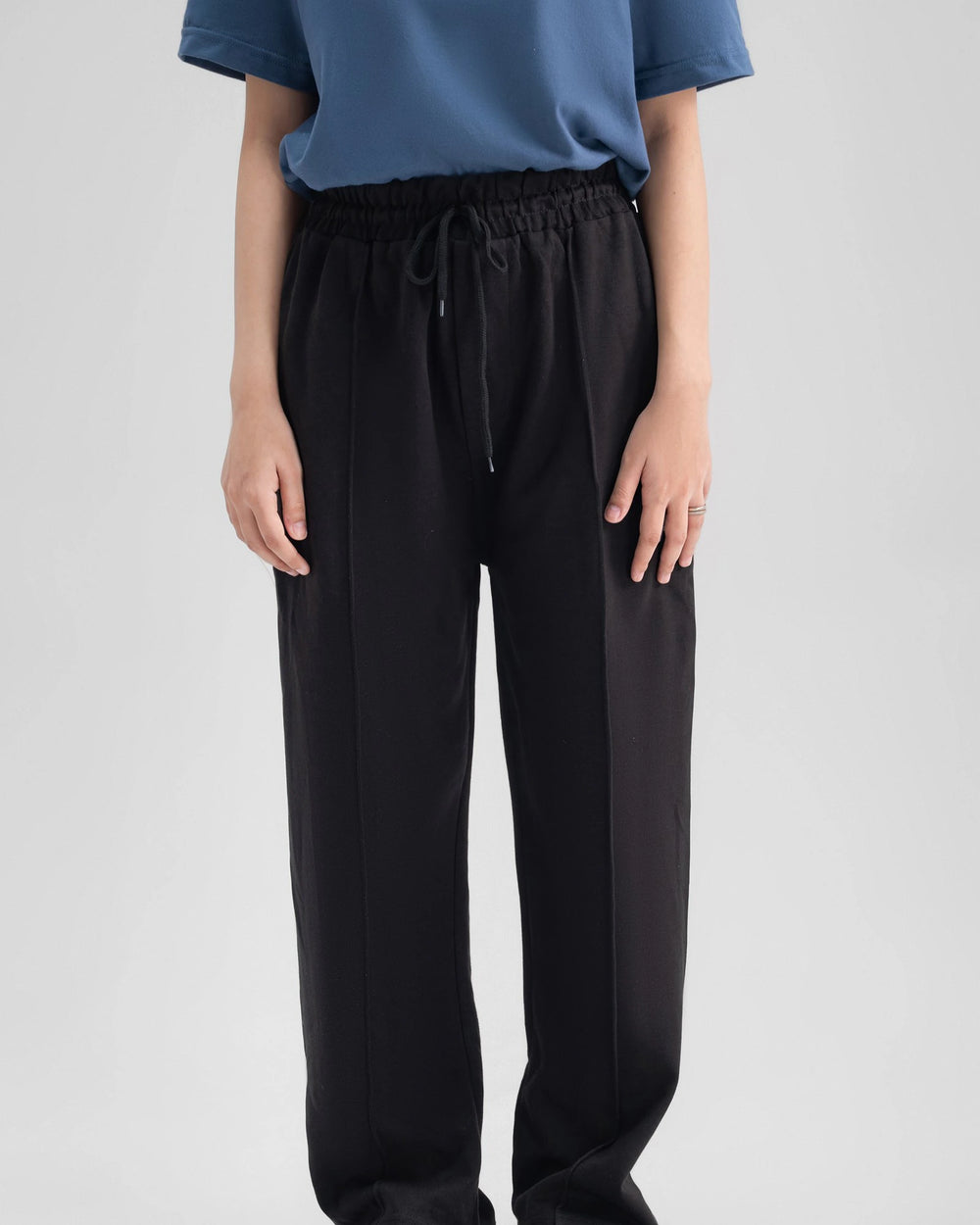 Wide-Leg Drawstring Trousers — Black — Girl
