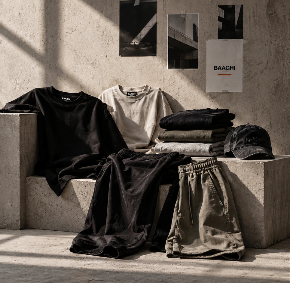 A BAAGHI collection arranged in an architectural studio